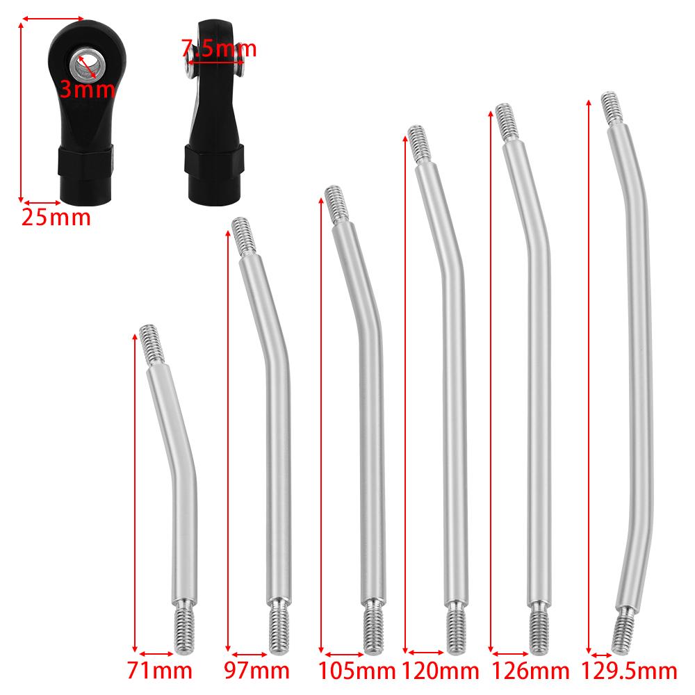10PCS Metal RC Links Upper + Lower Linkage Chassis Link Set With Plastic Rod End For 1/10 AXIAL SCX10 II 90046 RC Crawler Car