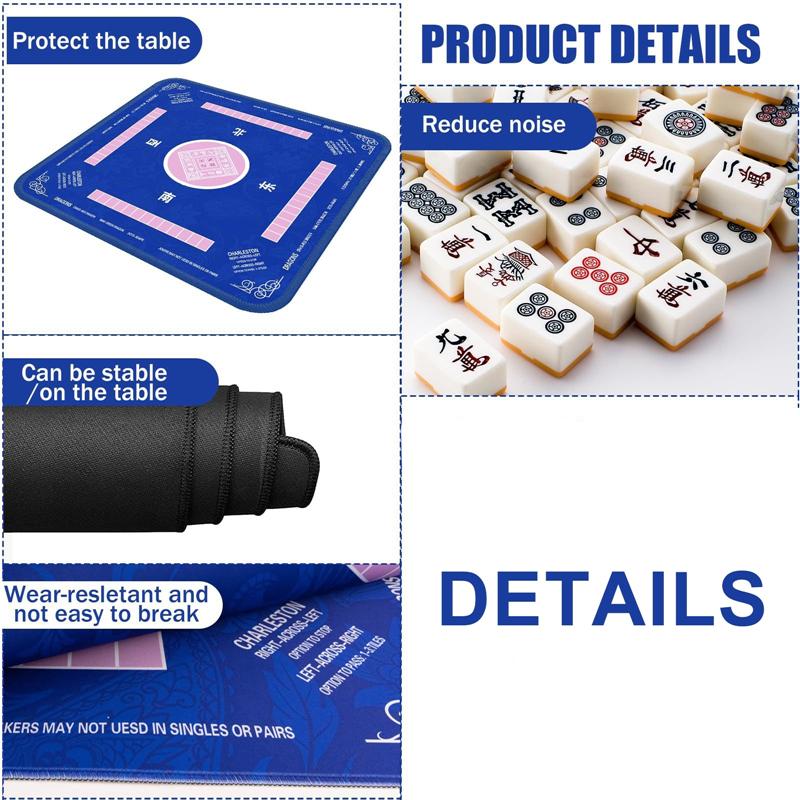80x80cm Large Mahjong Mat Anti-slip Noise Reduction Toard Game Table Mat Mahjong Tablecloth For Party Multiplayer Games