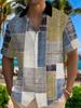 A Men's Fashion Short-sleeve Shirt with a Color Block Print Design, Plus-size Men's Casual Top with Comfortable Fabric
