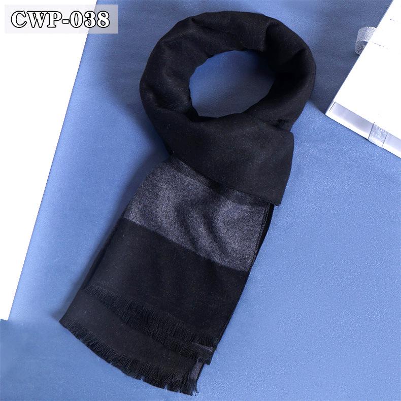 2025 Winter Men's Black Grey Plaid Imitation Cashmere Scarf