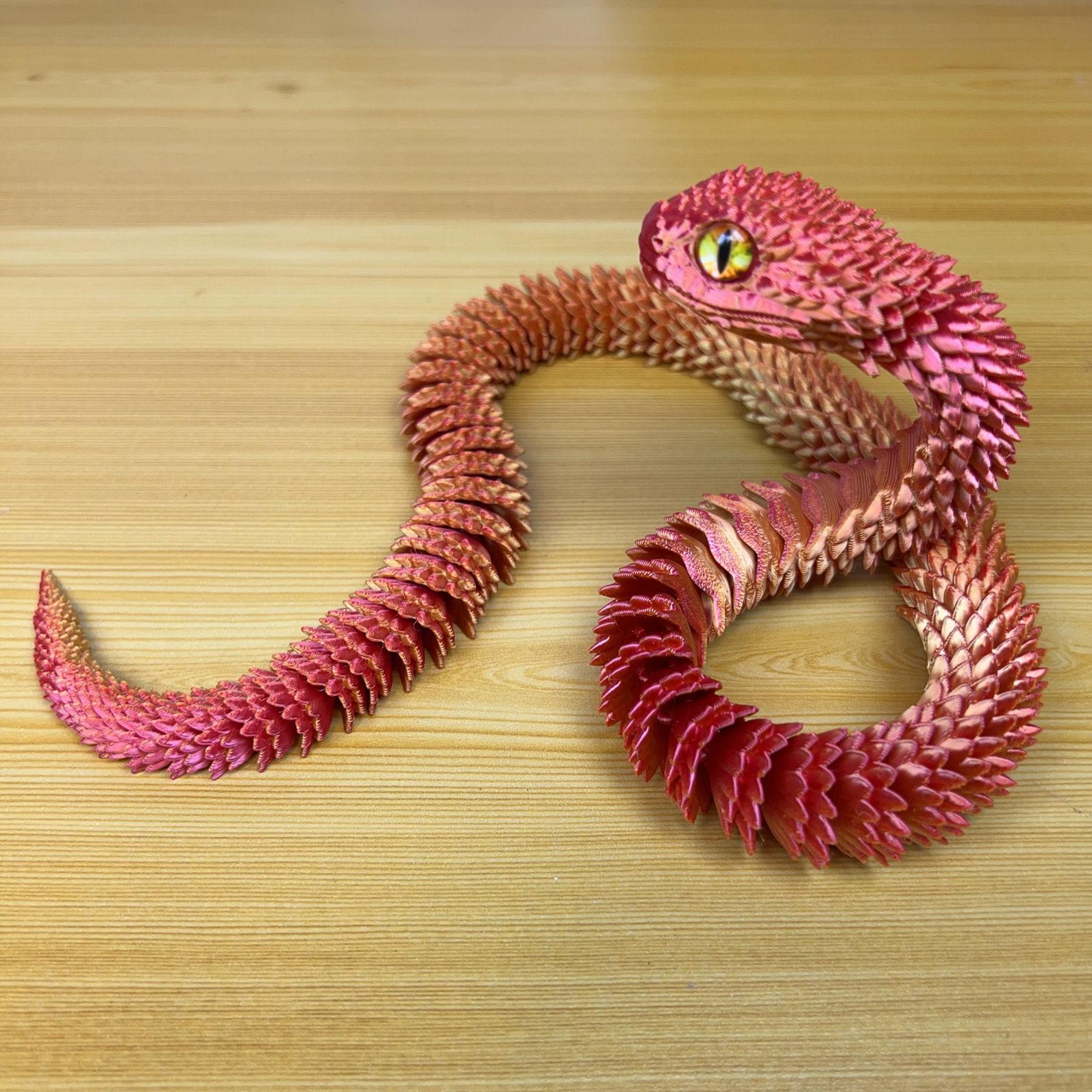 3D Articulated Viper Snake Model - Luminous Python Toy for Children 30cm Viper