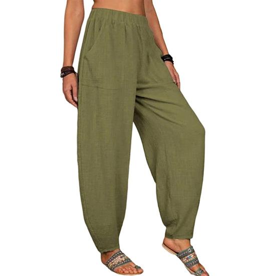 Buy Harem Pants Solid Color Pockets Summer Temperament Loosefitting