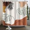 Mid Century Abstract Boho Shower Curtain Green Leaf Plant Modern Arch Sun Minimalist Nordic Waterproof Bathroom Bath Curtain