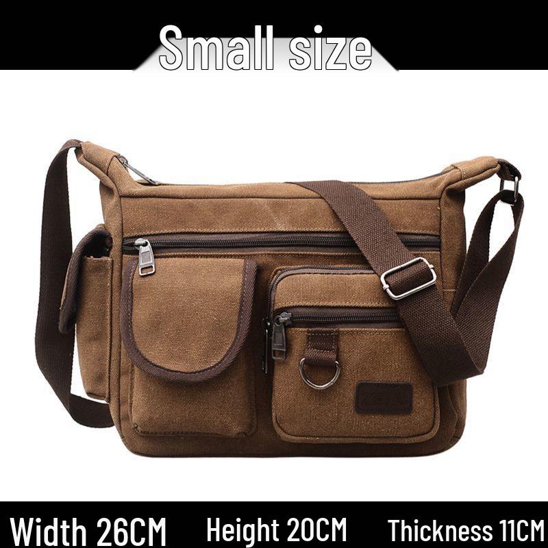 Hochwertige Herren-Canvas-Umhängetasche mit Doppeltaschen für Reisen