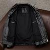 Mens Genuine Leather Jacket Short Style Faux Fur Lined Real Cowhide Biker Coat Winter Warm Plus Size