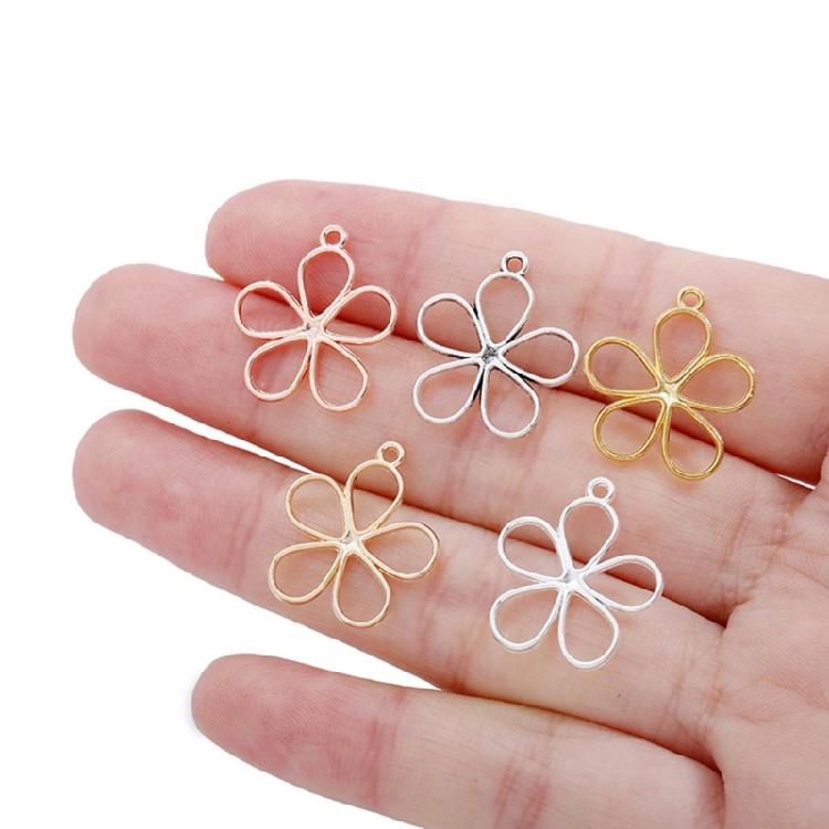 50 PCS Alloy Hollow Flower Charm Flower Pendant Hollow Flower for Jewelry Making