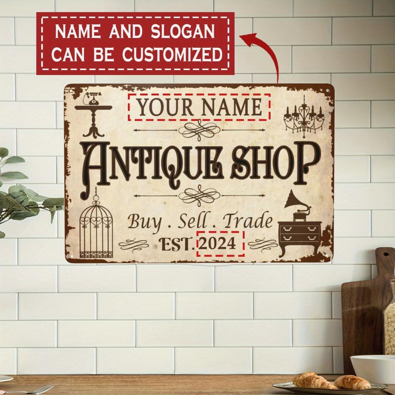 1PC Custom Antique Metal Sign Personalized Name Text Home Wall Decor Tin Plate белый