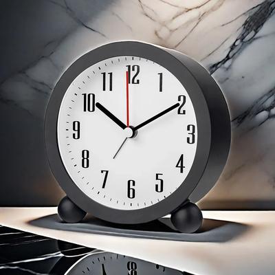 Reloj despertador mecánico sin tictac con luz nocturna para uso doméstico, escritorio, pantalla grande, silencioso, función de repetición, decoración de mesita de noche