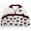 Womens Streetwear Zip-Up Stand Collar Sweatshirt 3D Digital Print Loose Fit Casual Top