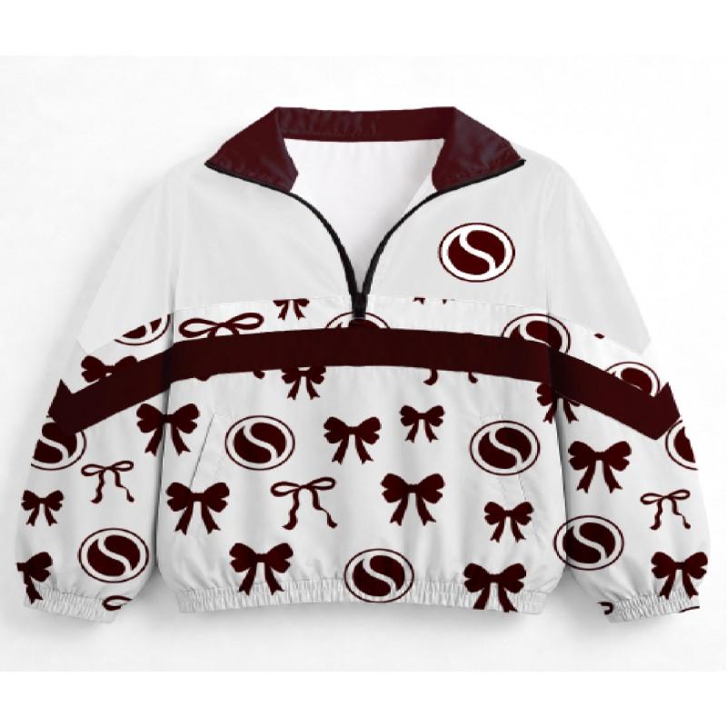Womens Streetwear Zip-Up Stand Collar Sweatshirt 3D Digital Print Loose Fit Casual Top
