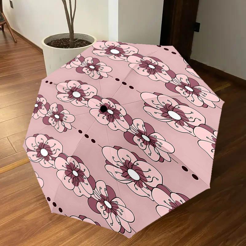 1PC Floral Pattern Umbrella-8-Rib Reinforced, Automatic Open, Lightweight & Durable, Fashion Accessory for Outdoor-L0351