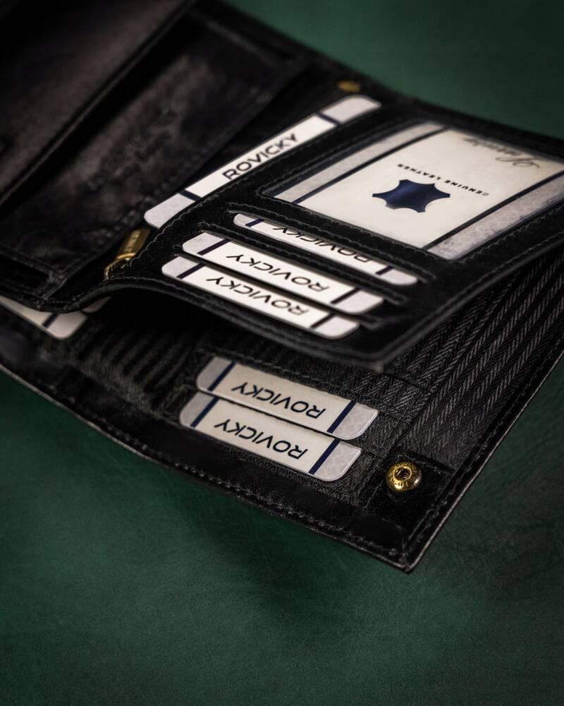 Large Men's Leather Wallet Without Clasp - Rovicky