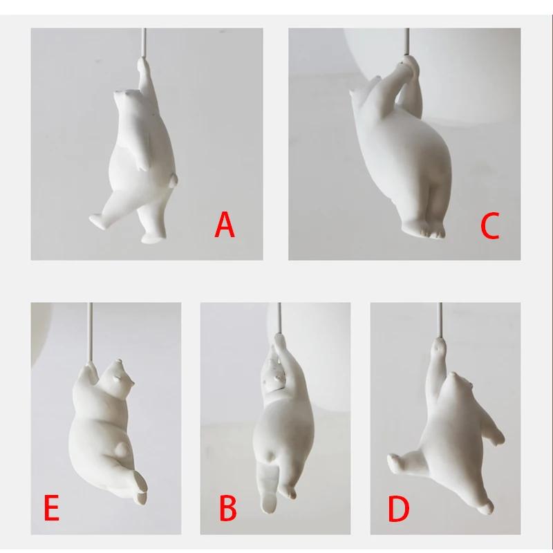 Modern Acrylic Spherical Cartoon Bear Resin Small Animal Bedroom Ceiling lamp Children's room Chandelier Corridor Ceiling Lamp