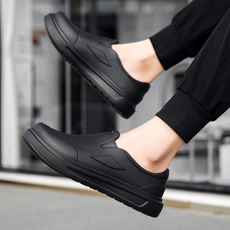 Men's Chef Shoes Anti Slip Oil Resistant Dirt Work Shoes Quick Drying Thick Soled Rain Shoe Large Size Breath Clogs Zapatillas