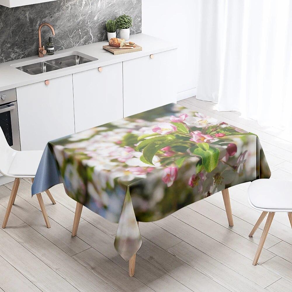 Tischdecke mit bunten Blumen, Rosen- und Tulpenmuster, schmutzabweisend, wasserdicht, rechteckig, für Küche, Esstisch, Heimdekoration