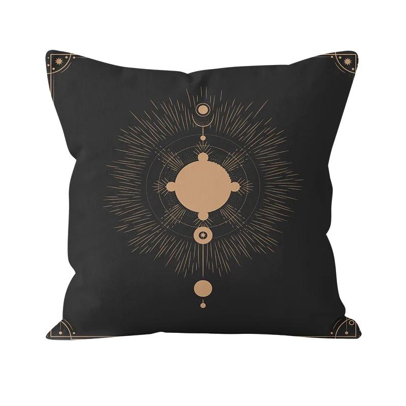 Bohemian Black Sun and Moon Printed Pattern Pillowcase Home Living Room Sofa Decoration Cushion Cover