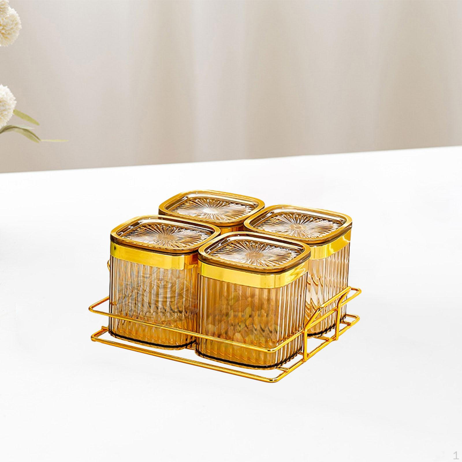 

Прозрачная канистра для приправ, тарелка для сухофруктов, большая емкость для хранения приправ, контейнер для жизни Yellow 4 squares