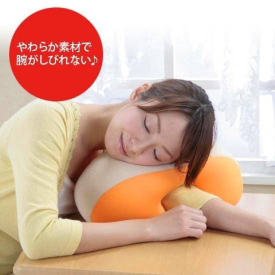 RunwauCharm Nap Pillow, Premium Memory Foam Pillow with Soft Beads and Perforated Holes, for a Gentle Feel and Pressure Distribution (Orange)