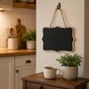 Double Sided Wooden Hanging Chalkboard, Portable Blackboard for Kitchen Menu, Home Decor Sign
