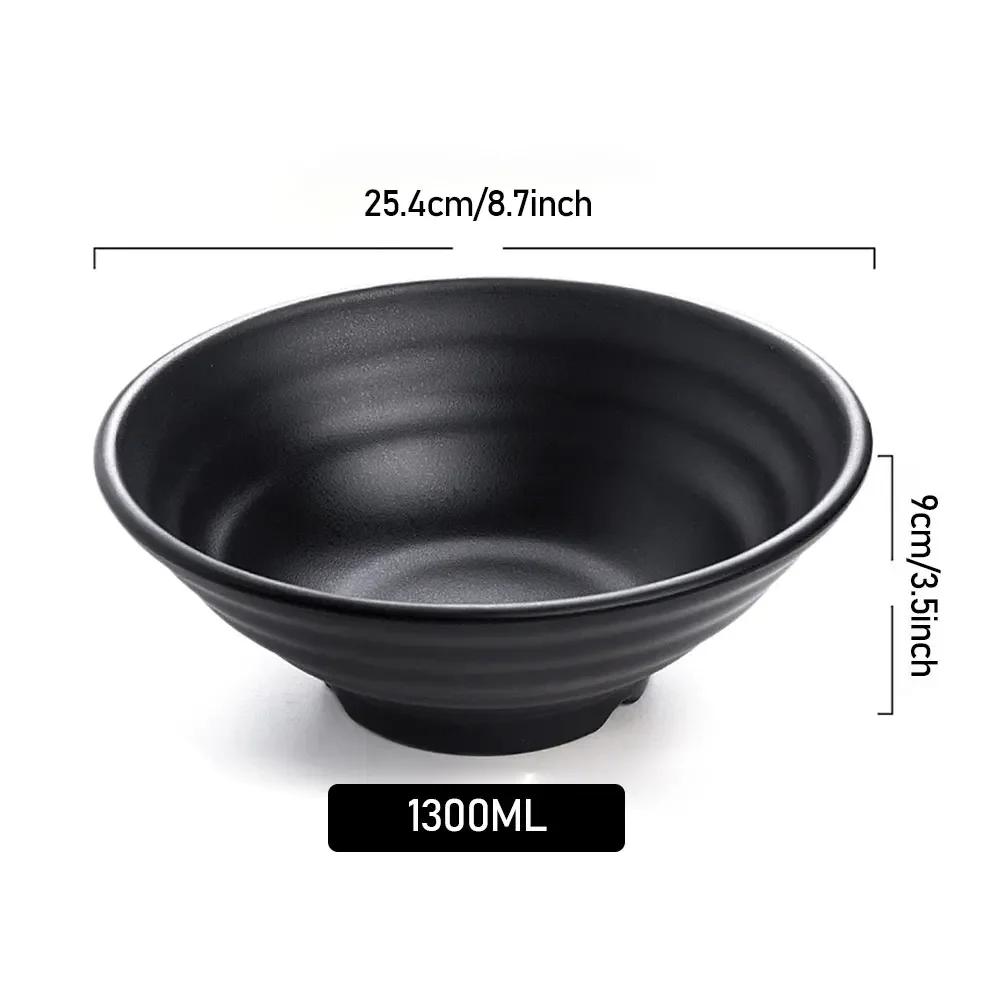 Fancyfamily Black Frosted Melamine Japanese Style Beef Ramen Bowl Bamboo Hat Shape Soup Bowl Fast Food Tableware