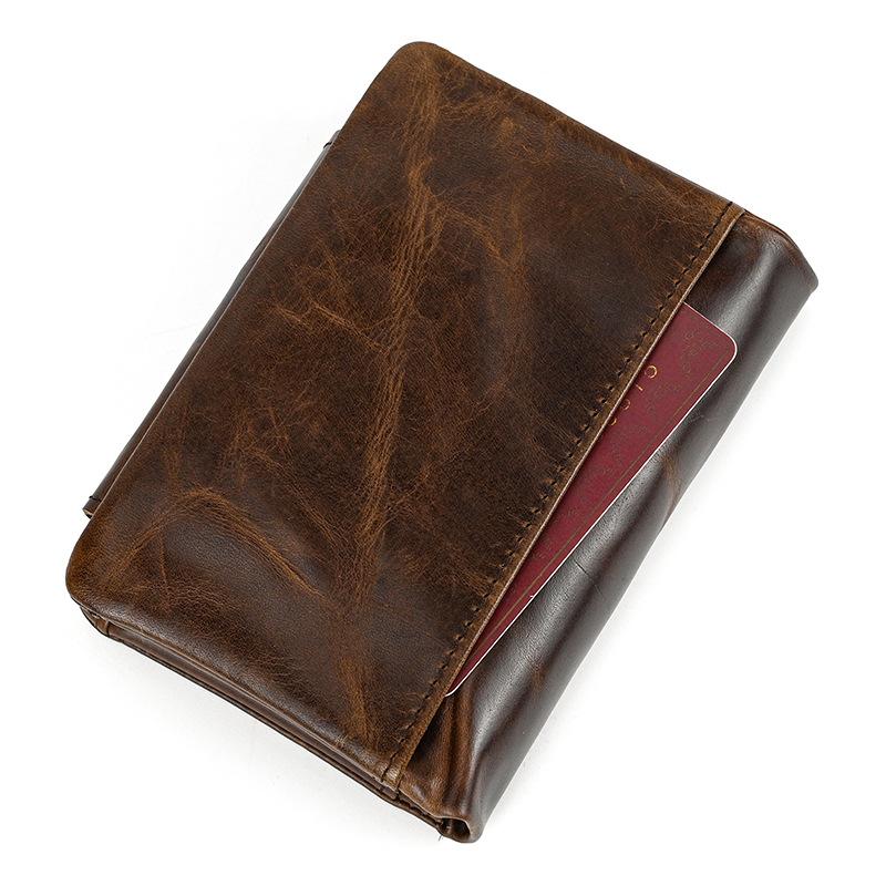 Genuine Cowhide Men Wallet Trifold Short Wallet with Coin Pocket Multi Card Slots Real Leather Coin Purse for Men Daily Use