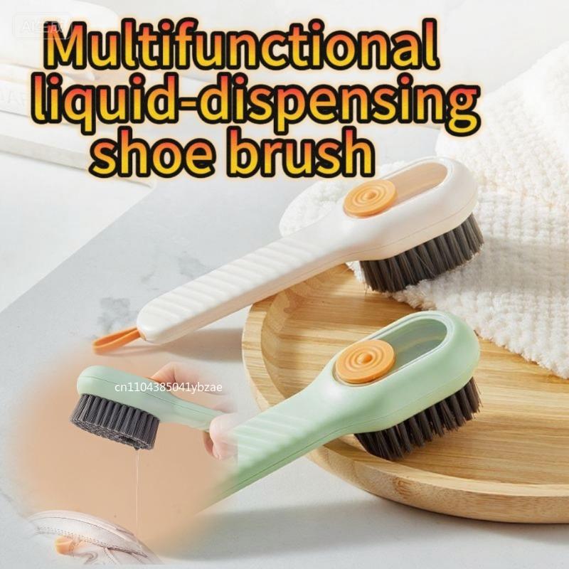 Multi- Shoe Cleaning Brush with Liquid Squeeze Out No Damage To Shoes Soft Bristle Laundry Cleaning Brush for Home Use