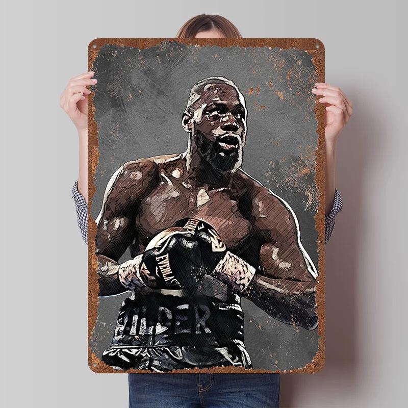 Deontay Wilder Boxer Metallposter Individuelle Vintage Metallschilder Wandkunst Blechschild für Man Cave Schlafzimmerdekorationen Heimdekoration