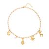 Delicate Christmas Tree Snowflake Elk Crystal Pendant Necklace for Women Fashion Xmas Metal Imitation Pearl Chain Party Jewelry