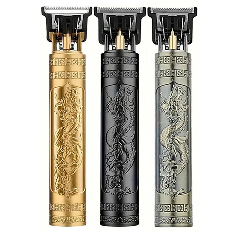 Vintage T9 Electric Hair Clipper Professional Men's Rechargeable Barber Trimmer for Men Dragon Buddha Design