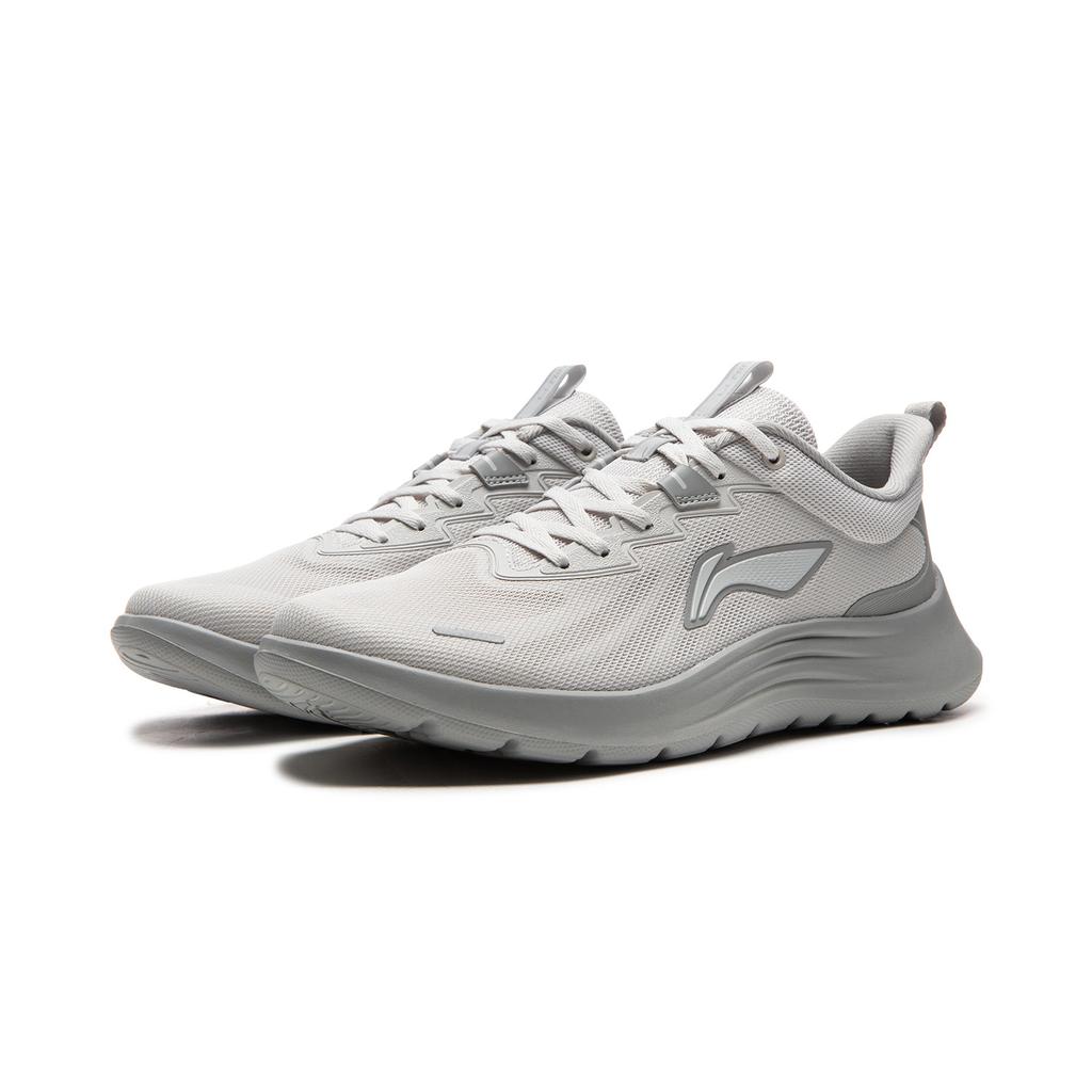 Li Ning Light Feather Cushioning Slip Resistant Lightweight Low top Running Shoes Men's Gray ARSW117-1