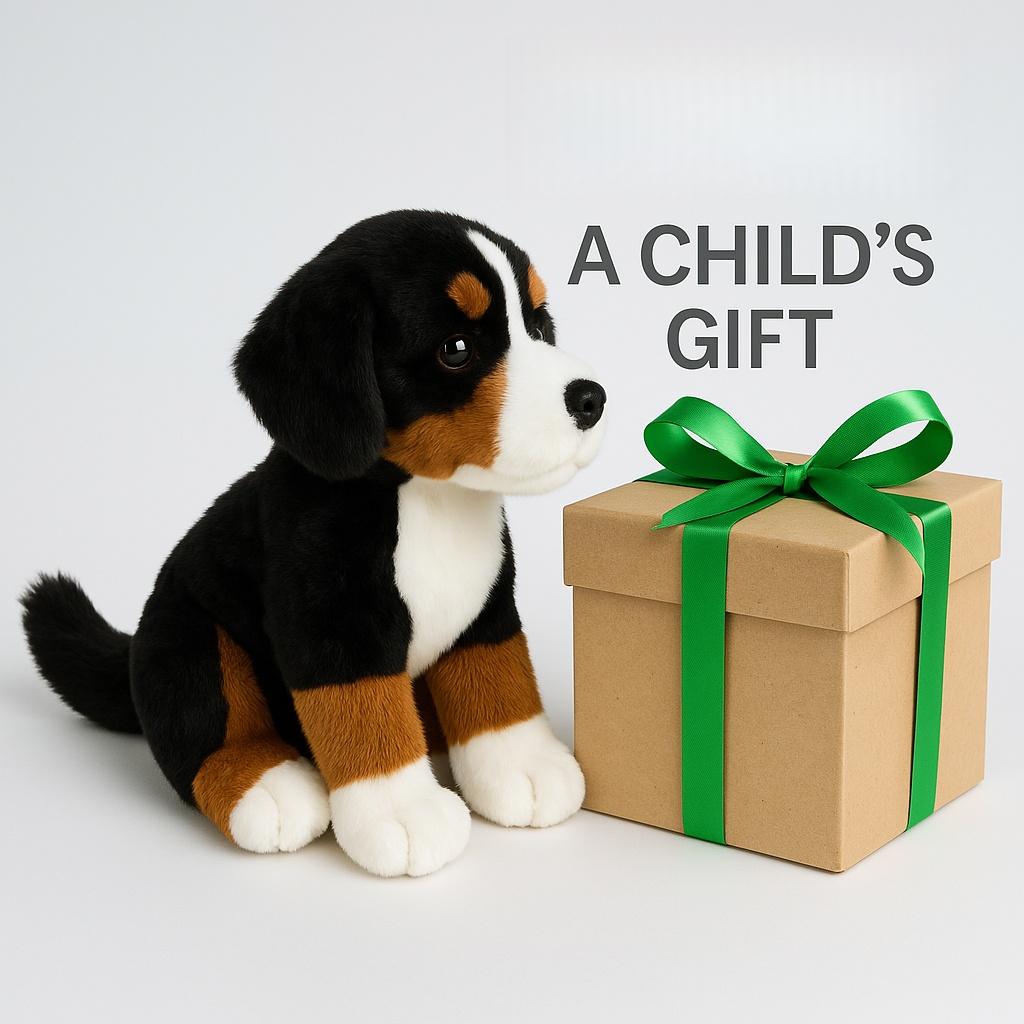 Superrealistisches Berner Sennenhund Plüschtier 9,8 Zoll, Simulationsdesign, weich und niedlich, kindersicherer Familienbegleiter, Healin