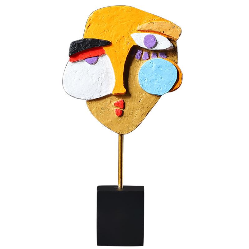 Abstract Face Colorful Twisted Statue Modern Art Resin Craft for Cafe Home Decor