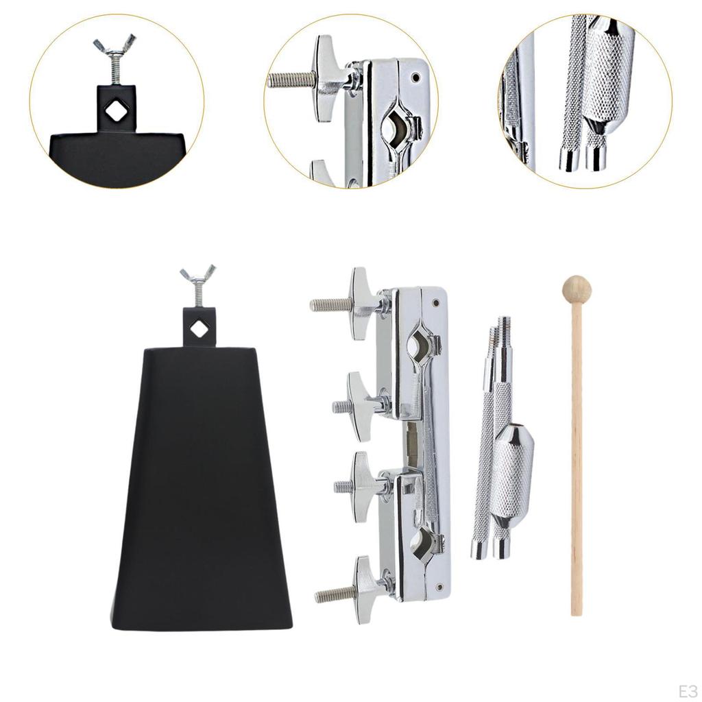 Dzwonek krowi Dzwonek krowi z zaciskiem do pedałów bębna basowego 6" Metalowe akcesoria Instrument muzyczny