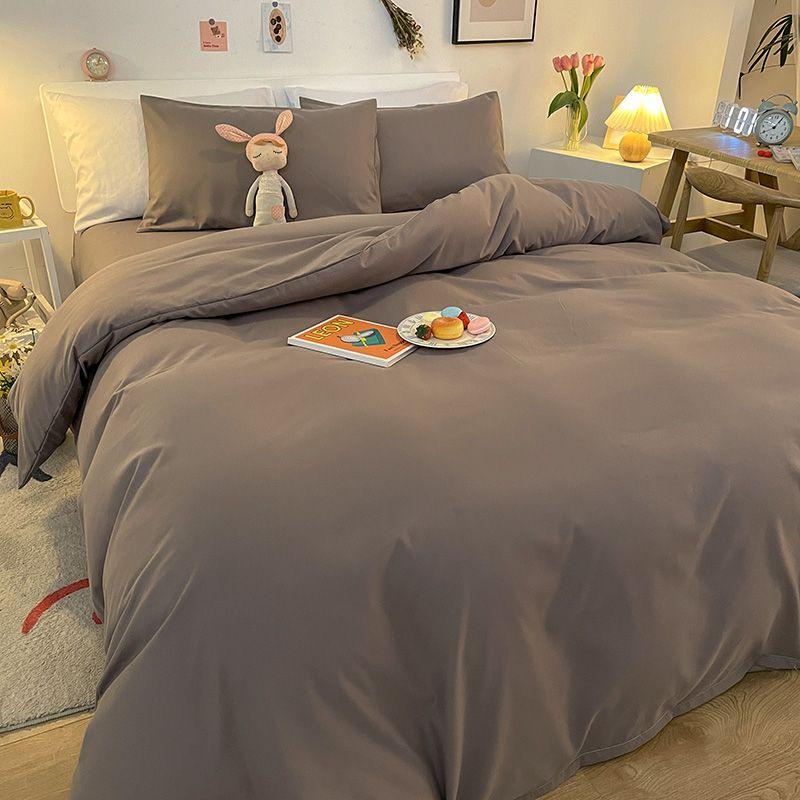 

Internet Celebrity Ins Princess Style Naked Sleeping Quilt Cover Four-Piece Set Washed Cotton Bed Sheet White Girly Heart Single Bed Three-Piece Set 4 Single quilt cover: 150x200cm Light gray-AL