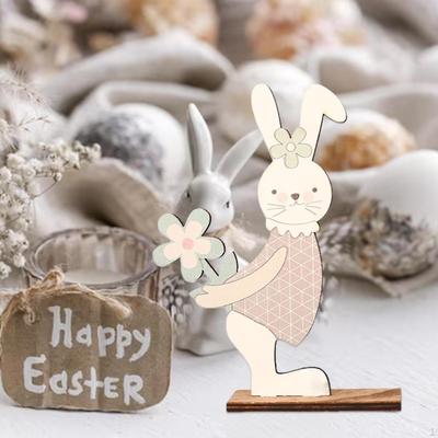 Adorable Easter Bunny Wooden Table Decor with Stable Base - Lightweight and Charming