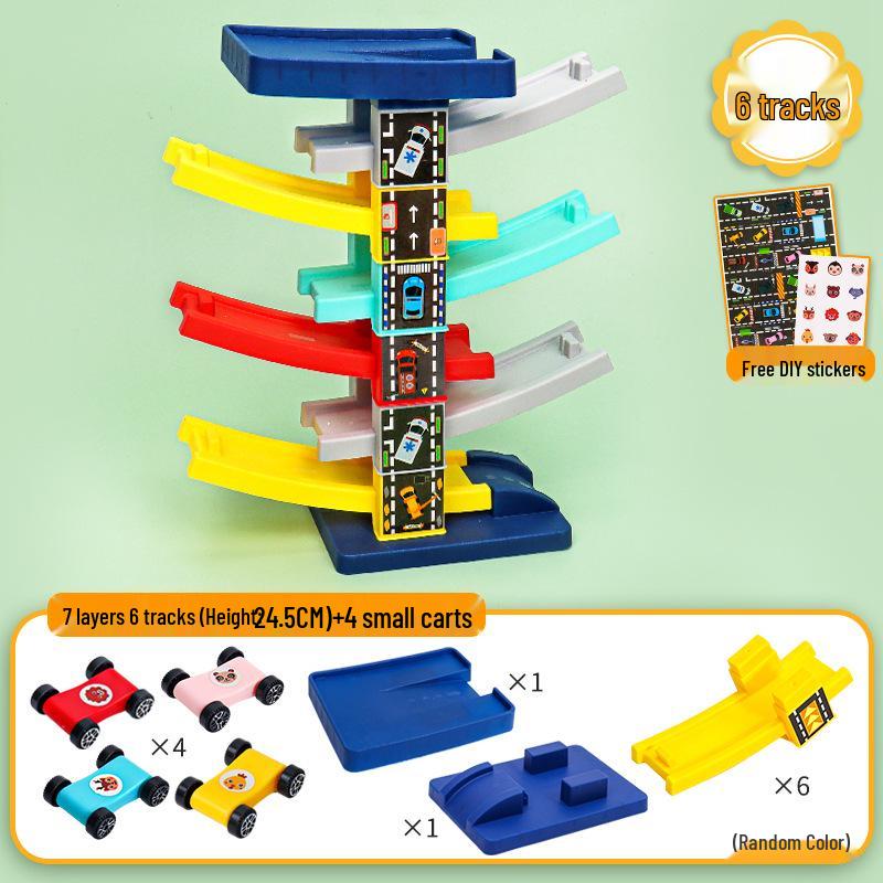 Multi-Layer Educational Inertial Gliding Track Toy Car for Kids Aged 3-6
