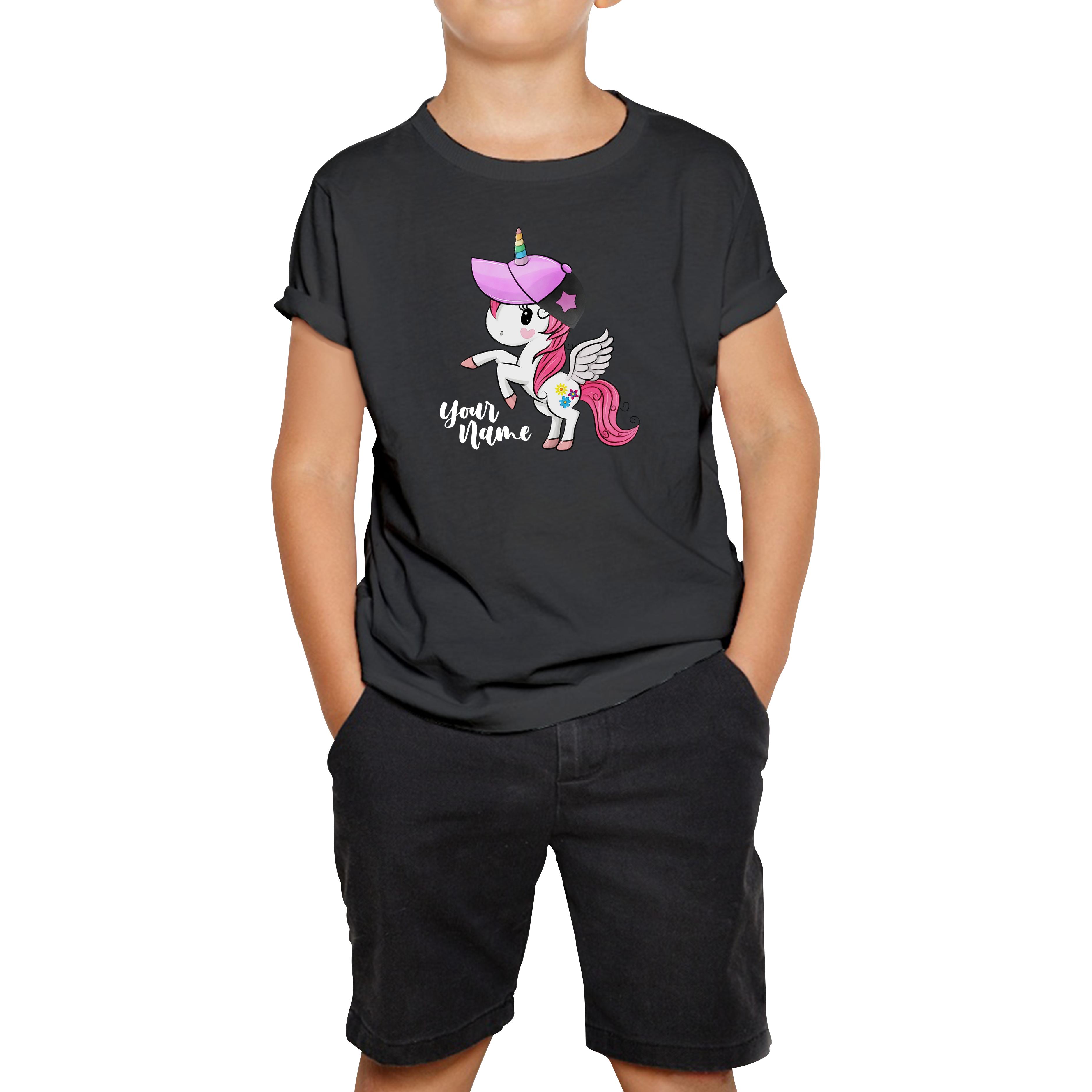 Personalised Your Name Little Unicorn Kids T Shirt 130