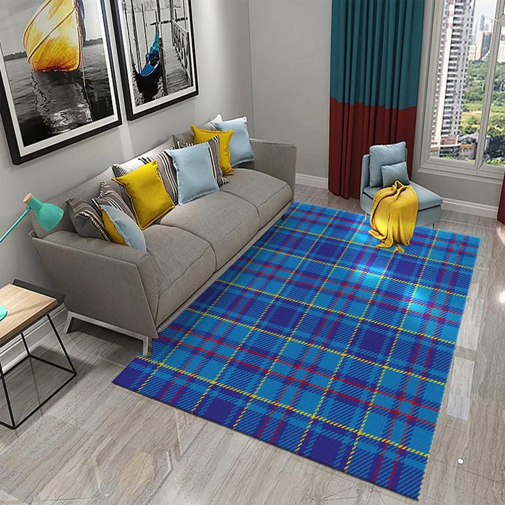 3D Retro Colorful Plaid Lines Carpet Colour Geometry Ethnic Style Rugs for Living Room Bedroom Decor Area Rugs Kitchen Floor Mat