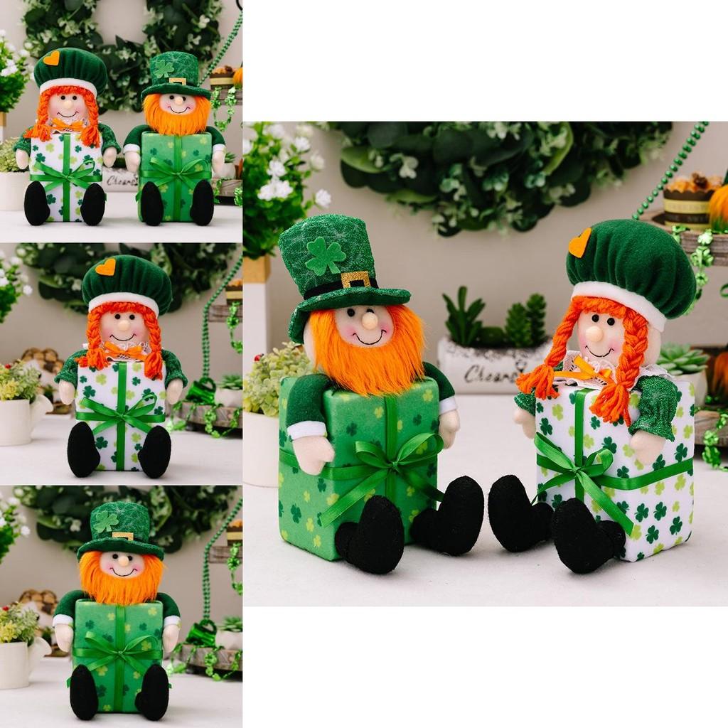 Adorable Irish Girl Doll With Green Leaf Gift Box For St Patrick's Day Decoration