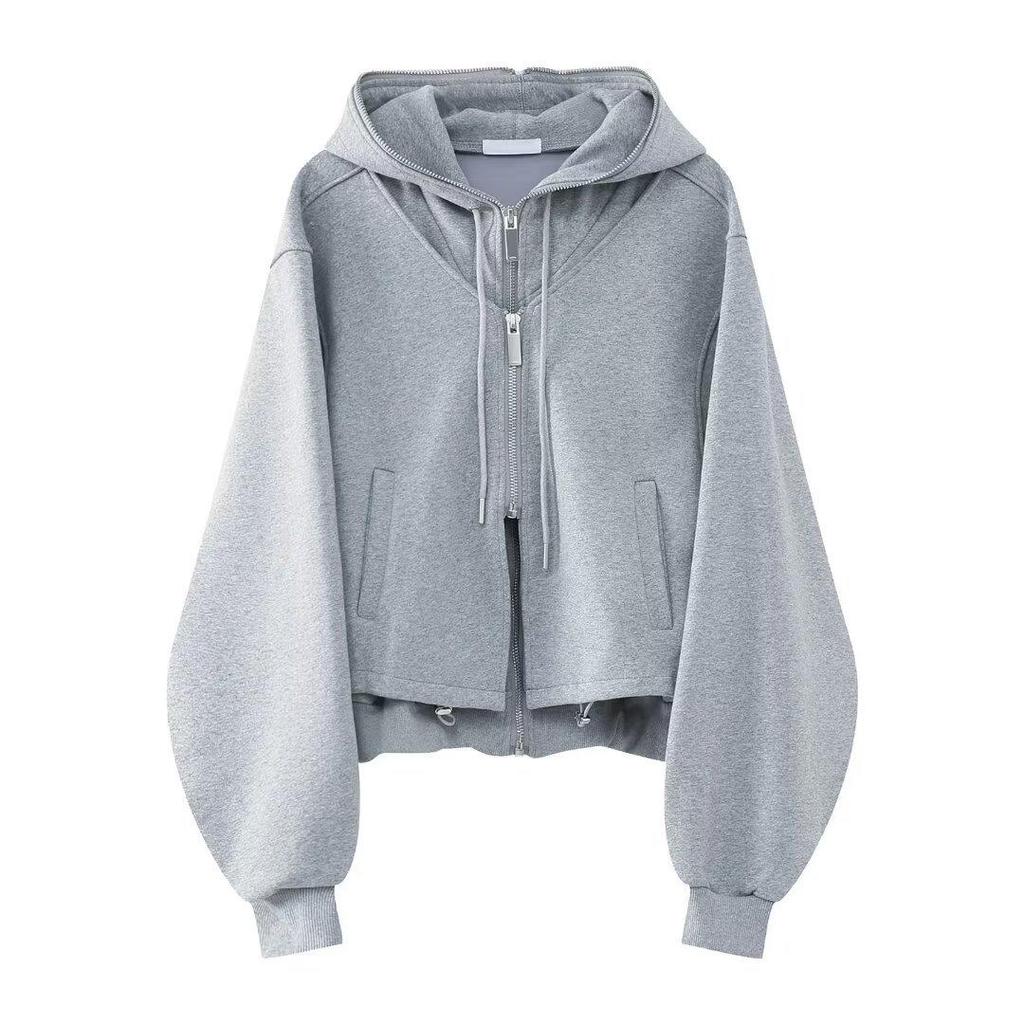 2024 Men's Korean-Style Hooded Cardigan with Shoulder Pads