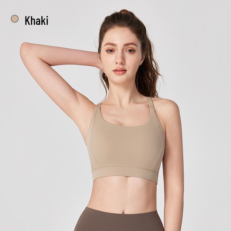 Cross-Strap Shockproof Sports Bra with Integrated Cup - Breathable, High-Intensity Performance Yoga Wear