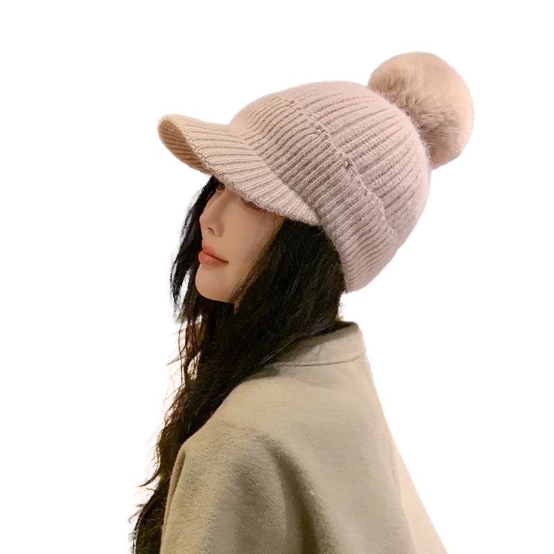 Women's Knitted Hat Warm Ear Protection Autumn and Winter Solid Color New Knitted Hat