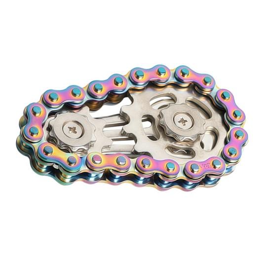 Gear Chain Fidget Spinner Toy Stress Anxiety Relief Zinc Alloy Gear Fingertip Toy Home Office Worker Relaxation Spinning Gear Chain Desk Toy