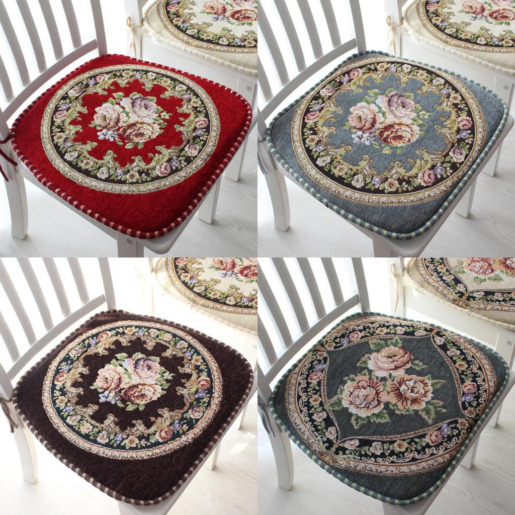Chenille Non Slip Chair Cushion With Floral Pattern For Home Dining And Office