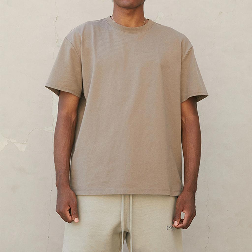 Fear of God Essentials FW21 Harvest Solid Color Letter Print Crew Neck Short Sleeve T-Shirt Unisex Tops Wheat-Brown FOG-FW21-008