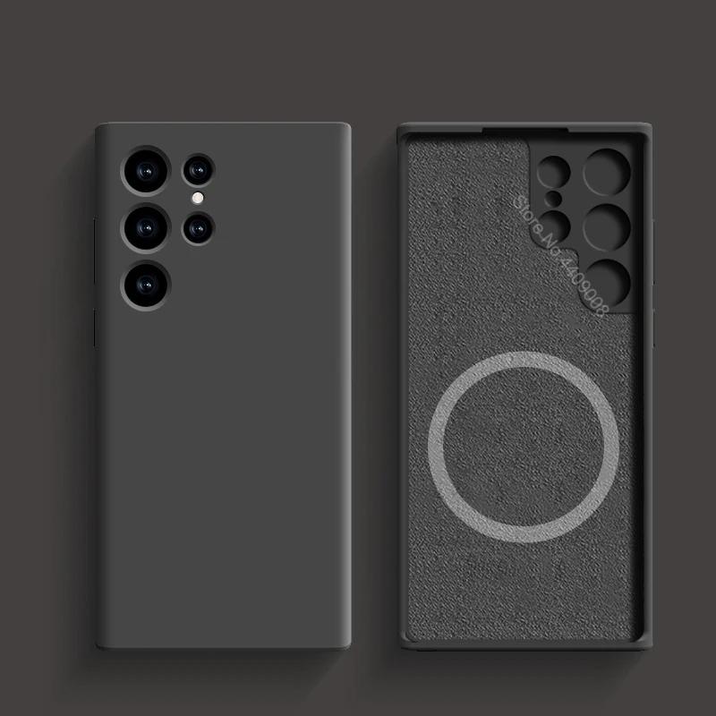 Custodia in Silicone Liquido Per Magsafe Per Samsung Galaxy S24 S22 S21 S23 S25 Ultra Plus Fe Ricarica Wireless Magnetica Cover Antiurto