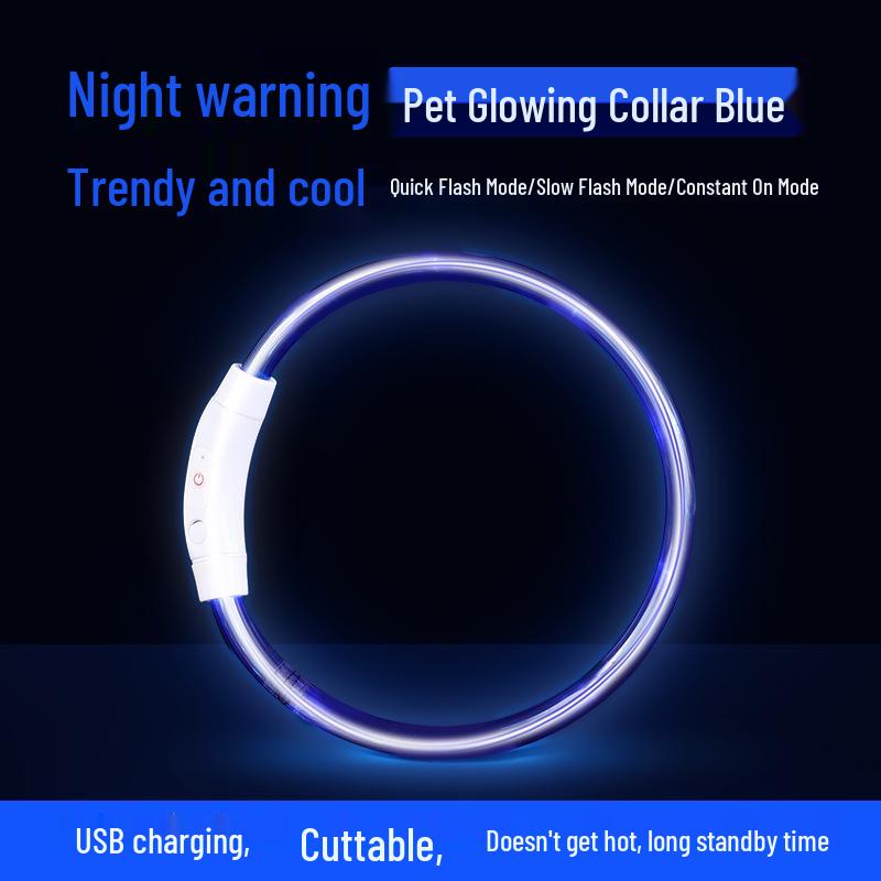 Rechargeable LED Glowing Collar for Dogs and Cats - Nighttime Safety Necklace