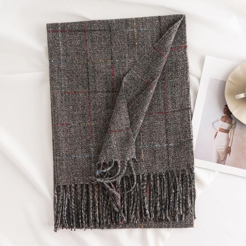 Winter Plaid Scarf Women'S Korean Version Commuting Cold Resistant Scarf Elongated Elegant Warm Shawl Plaid Scarf