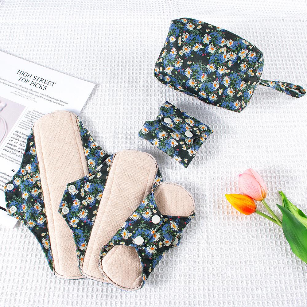 Mesh Fabric Washable Sanitary Pad Set: Organic Cotton, Panty Liner, Menstrual Pads (5 Pieces)