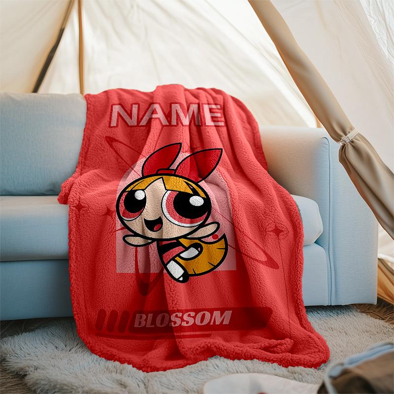 Customizable The Powerpuff Girls Throw Blanket – Personalized Name, All-Season Cozy Snug Blanket, Machine Washable, Personalized Blanket